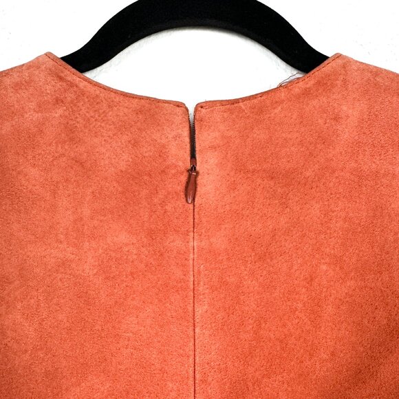 ASOS Black and Orange Suede Brocade Dress - Size 6 - Picture 7 of 8